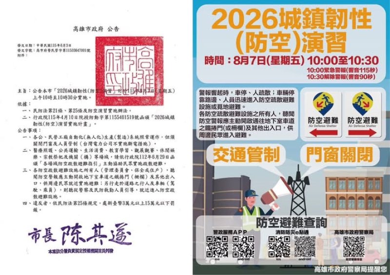 2026城鎮韌性(防空)演習